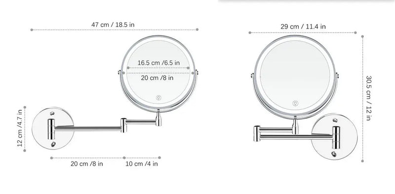 LumiView 8" wiederaufladbarer Schminkspiegel mit Licht
