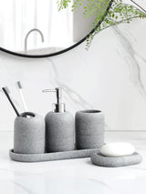 5-teiliges Badezimmer-Accessoire-Set | Beige & Grau