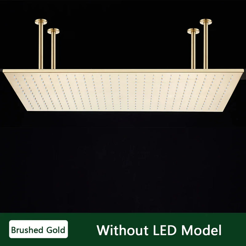 LED-Regenduschkopf mit temperaturempfindlichen Farben – Deckenmontage | 4 Montagearme | Quadratisch | Chrom / Schwarz / Gebürstetes Nickel