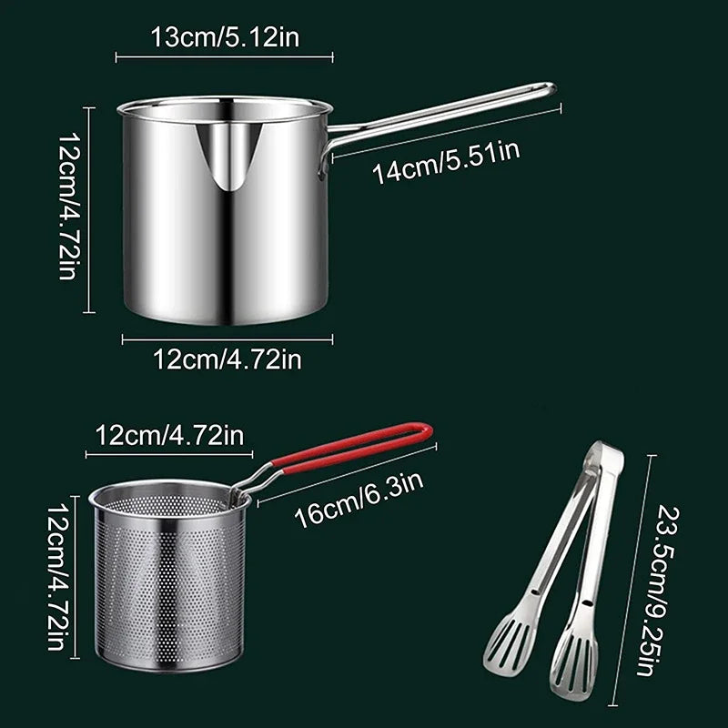 TempuraPro – Japanisches Tiefes Ölspar-Frittierpfannen-Set aus 304 Edelstahl
