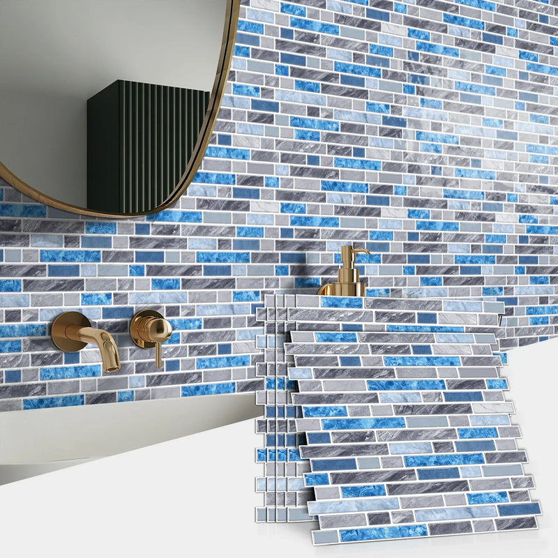 LuxeMarmer Marmoroptik Wandaufkleber Schwarz-Weiß – Selbstklebende, Wasserfeste Fliesenfolie (1–12 Stück)