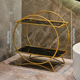AureliaTower Premium 2-Stöckiger Bad- & Kosmetik-Organizer – Gold/Schwarz Parfüm & Make-up Regal mit Marmor-Optik