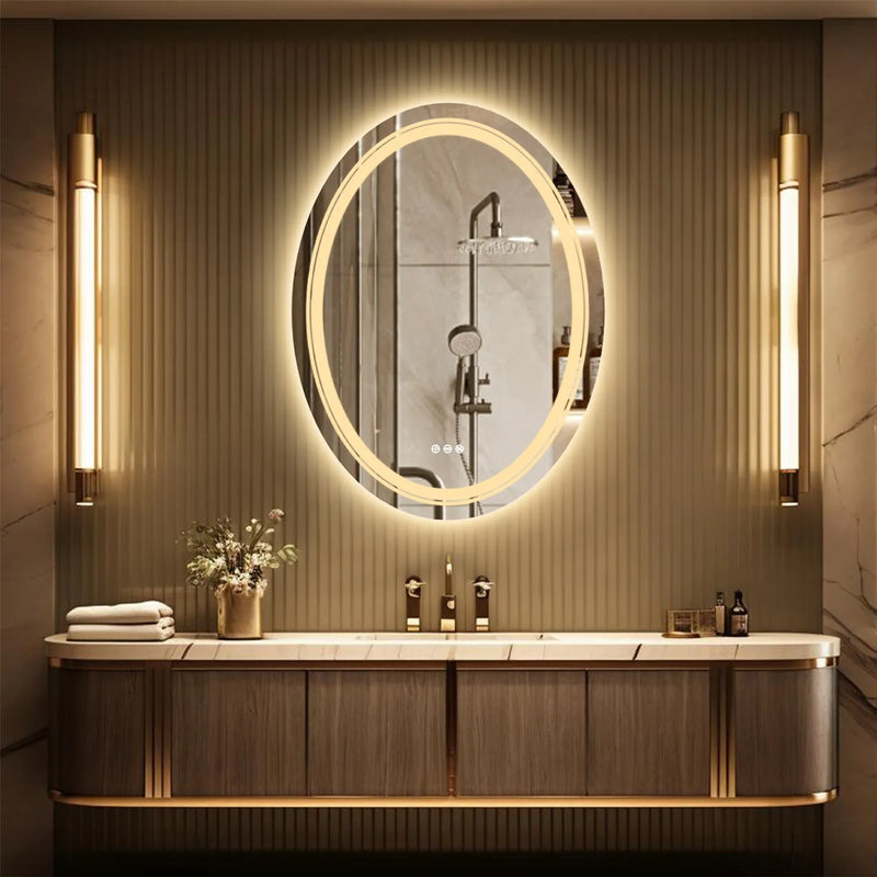 Luxuriöser ovaler LED-Badezimmerspiegel | 60 x 80 cm | Touch-Steuerung & Antibeschlag