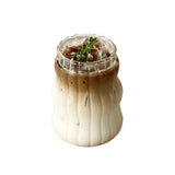 RillenGlas Trinkbecher-Set – 2/4 Wiederverwendbare Glasbecher mit Deckel & Trinkhalm | Spülmaschinengeeignet | Für Eiskaffee, Matcha & Saft