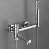 Badewannenarmatur mit schwenkbarem Auslauf und Handbrause – Wandmontierter Warm- und Kaltwasser Mischer aus Edelstahl