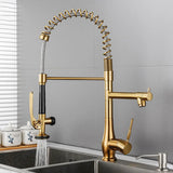 Ausziehbarer Küchenhahn | Nickel Gold | Warmes und kaltes Wasser | Einhebelmischer