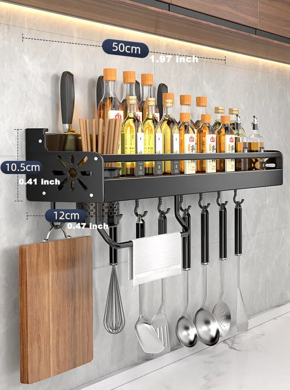 Metalen Keukenwandplank – Zelfklevend & Schroefbaar | Antislip Golfpatroon | Inclusief Montageaccessoires