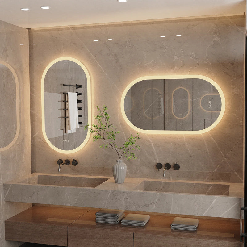 Ovaler LED-Badezimmerspiegel | 80x50 / 100x50 / 120x60 cm | Antibeschlag & dimmbares Licht