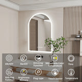 Smarter LED-Badezimmerspiegel | 60 x 90 cm | Beleuchtet, Antibeschlag, Zeit & Temperatur