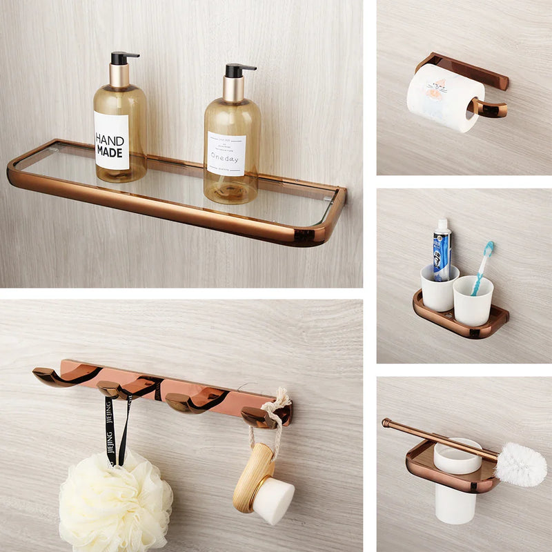Monite Luxus Roségold Badezimmer Zubehör Set
