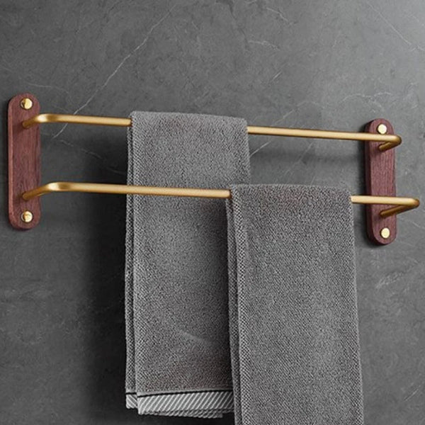 Doppelter Handtuchhalter | 50–60 cm | Schwarz oder Gold/Walnuss | Gebürstetes Aluminium