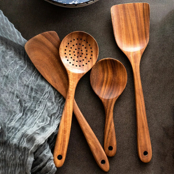 EcoWood – Luxuriöses Kochgeschirr-Set aus Holz mit Aufbewahrungseimer