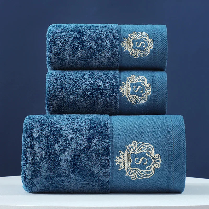 3-teiliges Luxus-Handtuchset | 100 % gekämmte Baumwolle | Jacquard-Stickerei