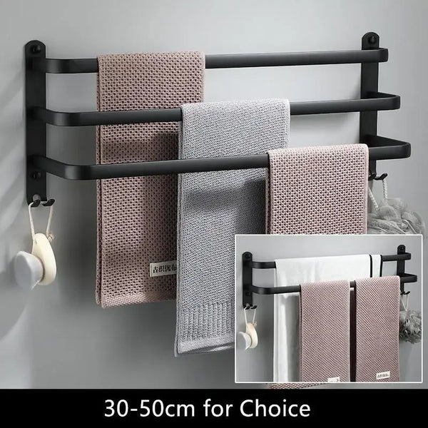 Fester Handtuchhalter – Schwarzes Aluminium | Schraubmontage