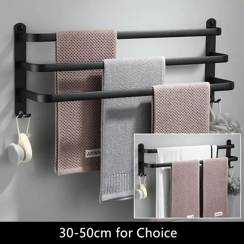 Fester Handtuchhalter – Schwarzes Aluminium | Schraubmontage