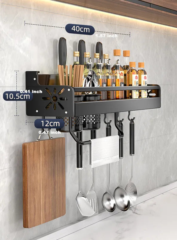 Metalen Keukenwandplank – Zelfklevend & Schroefbaar | Antislip Golfpatroon | Inclusief Montageaccessoires