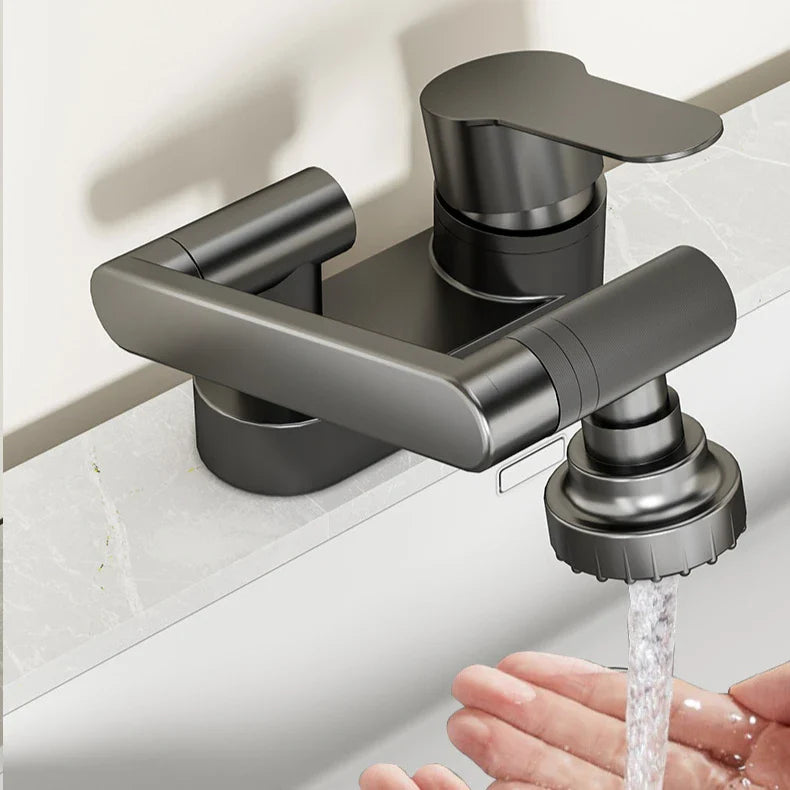 Aqua Twist Duo-Flex Waschtischarmatur – 360° drehbarer Zweilochhahn für Warm- und Kaltwasser
