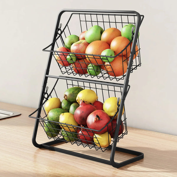 StackEase Doppellagiger Metall-Obstkorb