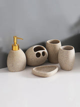 NordicResin Luxus Badezimmer Set – Lotionflasche, Seifenschale, Mundspülbecher & Zahnbürstenhalter