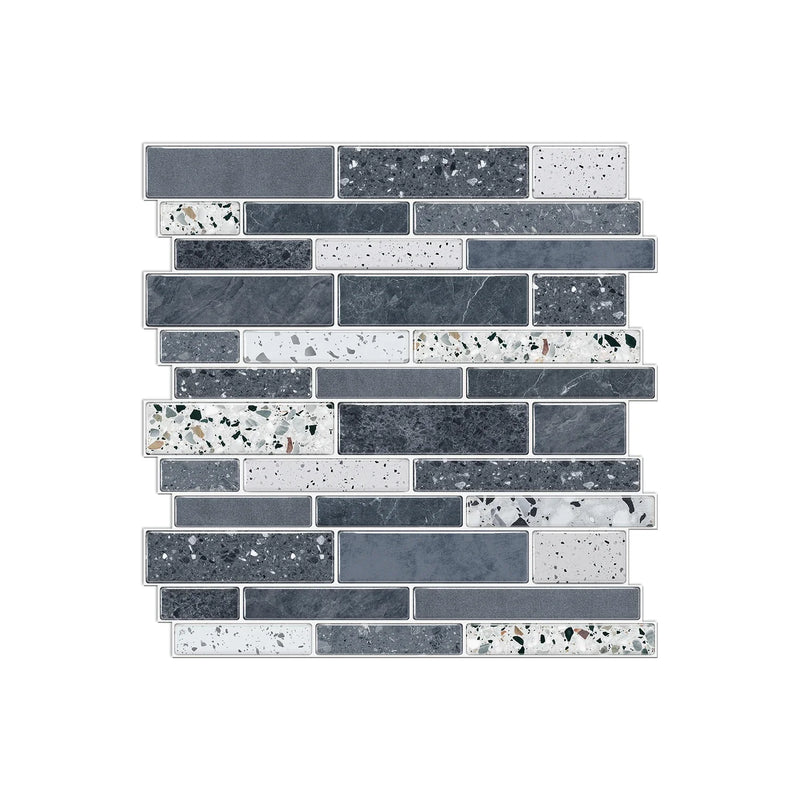 LuxeMarmer Marmoroptik Wandaufkleber Schwarz-Weiß – Selbstklebende, Wasserfeste Fliesenfolie (1–12 Stück)