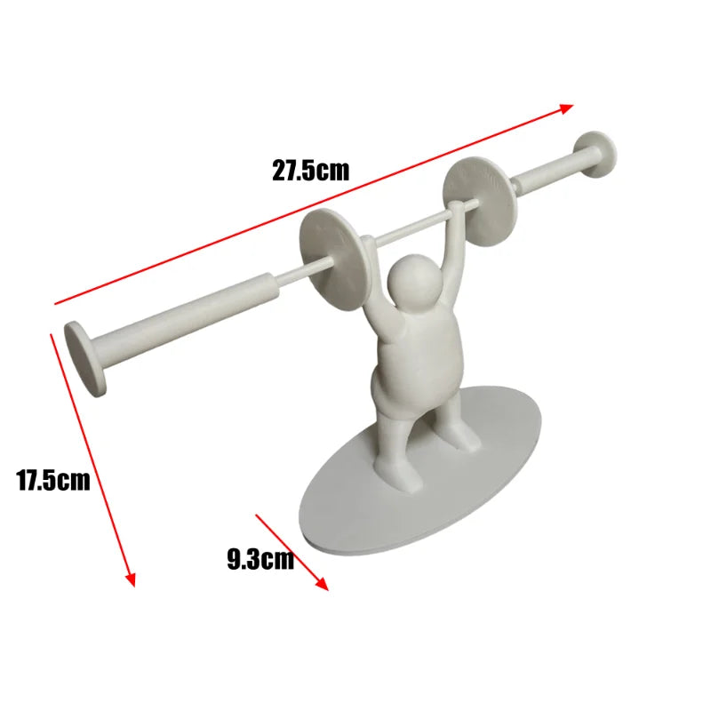 Grappige Gewichtheffer Toiletrolhouder – 3D Geprint | Staand Model | Grijs/Wit/Zwart