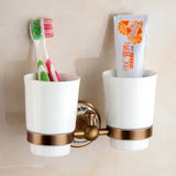 RoyalRetro Antik Messing Badzubehör Set mit Keramik