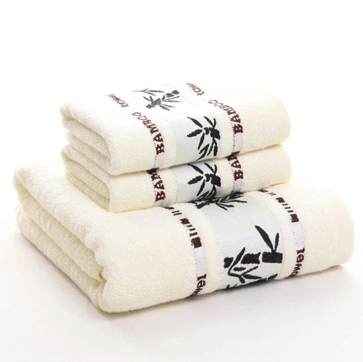 3-teiliges Luxus-Handtuchset | 100 % gekämmte Baumwolle | Jacquard-Stickerei