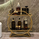 AureliaTower Premium 2-Stöckiger Bad- & Kosmetik-Organizer – Gold/Schwarz Parfüm & Make-up Regal mit Marmor-Optik