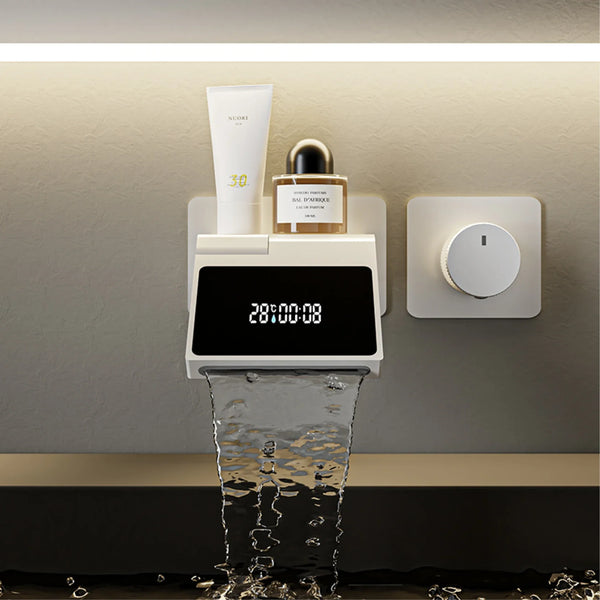 Wastafelkraan met LED Licht – Wandmontage | 2 Gaten | Warm & Koud Water | Messing