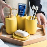 ScandiLuxe Skandinavisches Badezimmer-Set – 4-teiliges Keramik-Waschset mit Zahnputzbecher