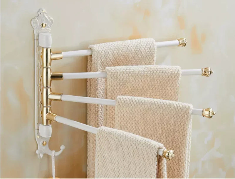 Handtuchhalter | Gebürstetes Gold | Aluminium | <50 cm | Antik graviert