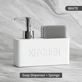 Modernes Küchenzubehör-Set – Seifenspender mit Pumpe und Schwammhalter