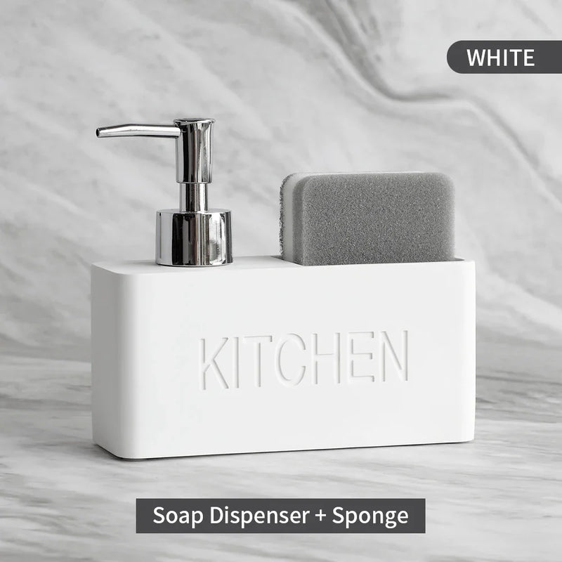 Modernes Küchenzubehör-Set – Seifenspender mit Pumpe und Schwammhalter