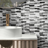LuxeMarmer Marmoroptik Wandaufkleber Schwarz-Weiß – Selbstklebende, Wasserfeste Fliesenfolie (1–12 Stück)