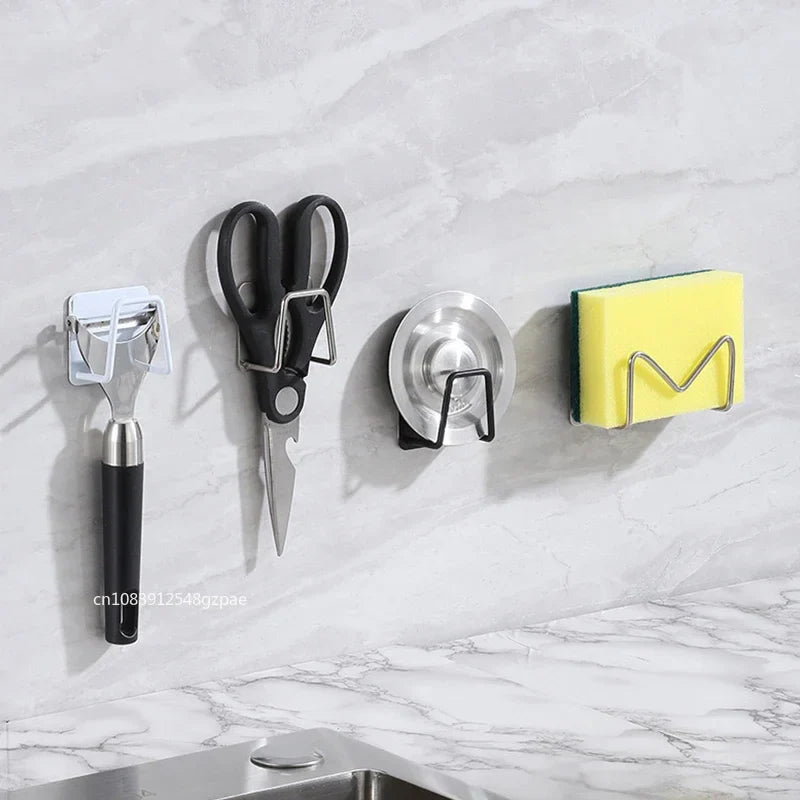 StickDry Edelstahl-Schwammhalter – Selbstklebender Organizer für Spüle & Küchenzubehör
