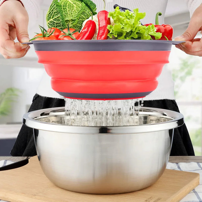 FlexiDrain – Faltbarer Silikon-Korb zum Waschen & Abtropfen