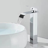 GoldCascade Waschtischarmatur – Gebürstete Goldarmatur für Waschbecken | Eleganter Wasserfallauslauf | Einhebel-Mischbatterie aus Edelstahl