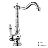 Küchenarmatur aus antikem Messing mit Keramikgriff - 360° drehbar | Traditionelles Design