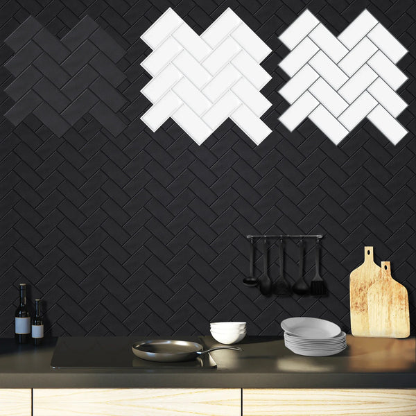 Herringbone Luxe – Selbstklebende Wandfliesen