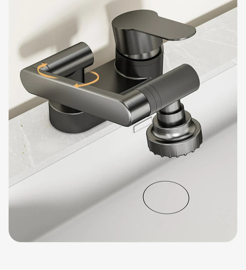 Aqua Twist Duo-Flex Waschtischarmatur – 360° drehbarer Zweilochhahn für Warm- und Kaltwasser