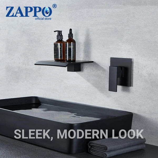 Waterval Wastafelkraan – Dubbele Handvatten | Chroom & Mat Zwart | 2-Gats Wand- of Tafelmontage