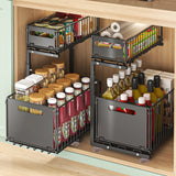 Ausziehbarer Küchen Unterschrank Organizer 2 Ebenen – L-förmiger Spülenschrank Korb | Stauraum Maximieren | Stahlregal
