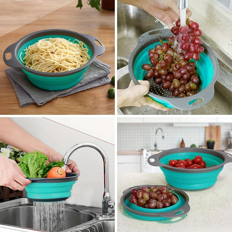 FlexiDrain – Faltbarer Silikon-Korb zum Waschen & Abtropfen