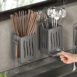 KitchenFlow Besteckhalter Wandmontage – Küchen Organizer Kunststoff | Abtropfhalter für Löffel & Essstäbchen | Platzsparende Aufbewahrung