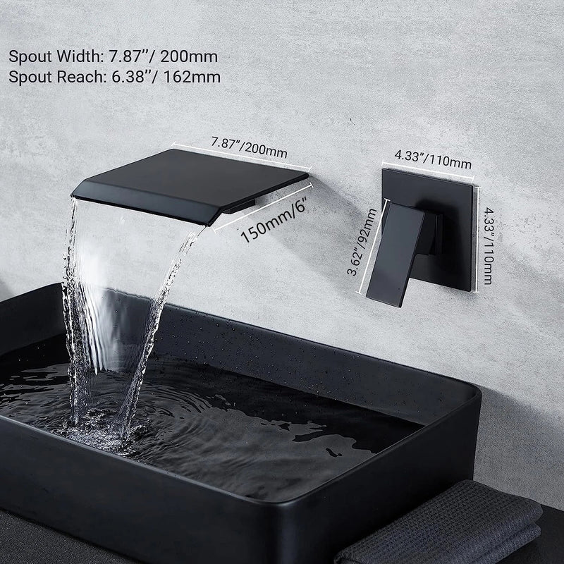 Waterval Wastafelkraan – Dubbele Handvatten | Chroom & Mat Zwart | 2-Gats Wand- of Tafelmontage