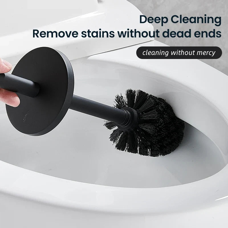 SteelClean Luxus-Toilettenbürste mit Wandhalterung – Schwarzes Edelstahldesign