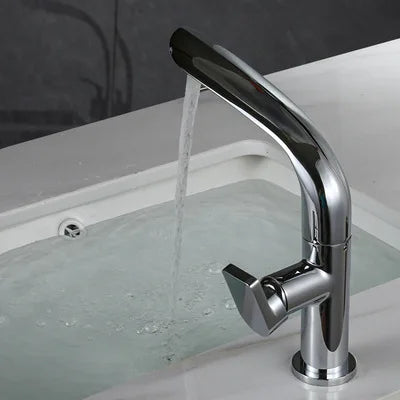 AquaLux Waschtischarmatur – Schwenkbarer Luxus Kalt-Warm-Wasserhahn mit Messinggehäuse