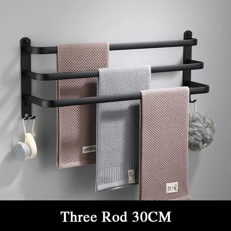 Fester Handtuchhalter – Schwarzes Aluminium | Schraubmontage