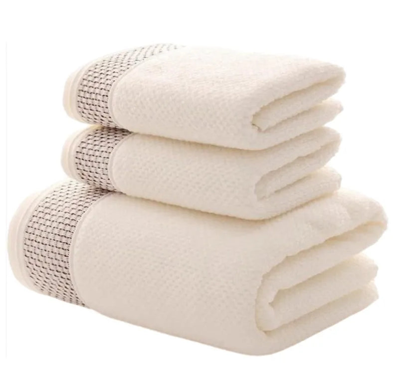 3-teiliges Luxus-Handtuchset | 100 % gekämmte Baumwolle | Jacquard-Stickerei