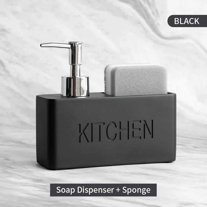 Modernes Küchenzubehör-Set – Seifenspender mit Pumpe und Schwammhalter